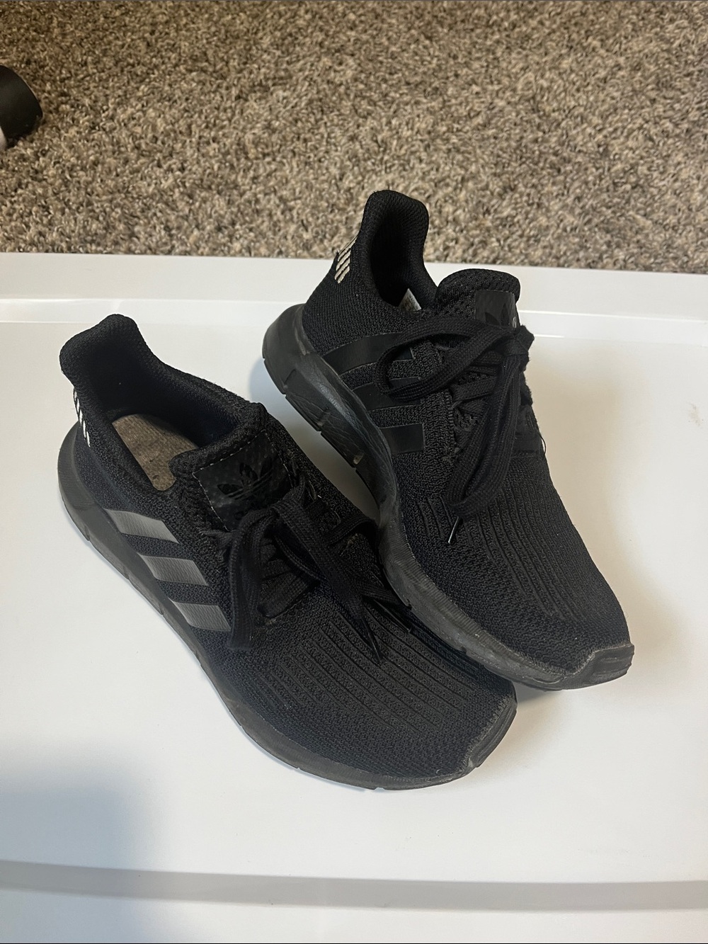 adidas Black Knit Lace-Up Sneakers
